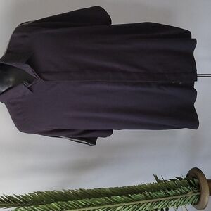croft & barrow black short sleeve bowling shirt with shoulder trim
